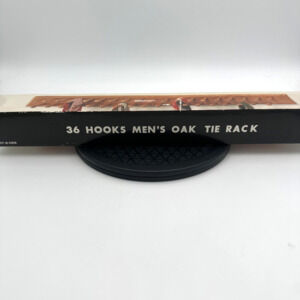 VTG Solid Oak 24 Peg Tie Belt Rack Wall Mount Wardrobe Jewelry Taiwan W/Box